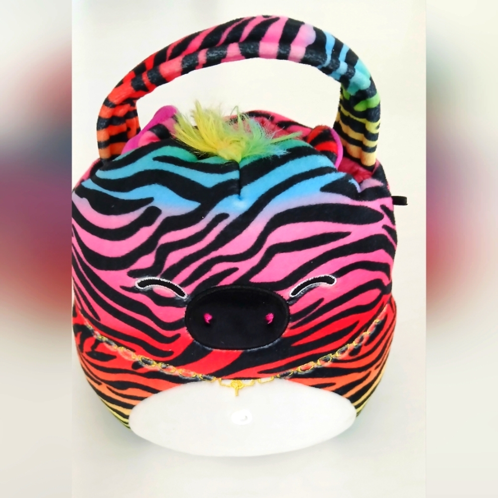 Squishmallow Treat Pail – Rainbow Zebra – Small Size – Pre-Loved